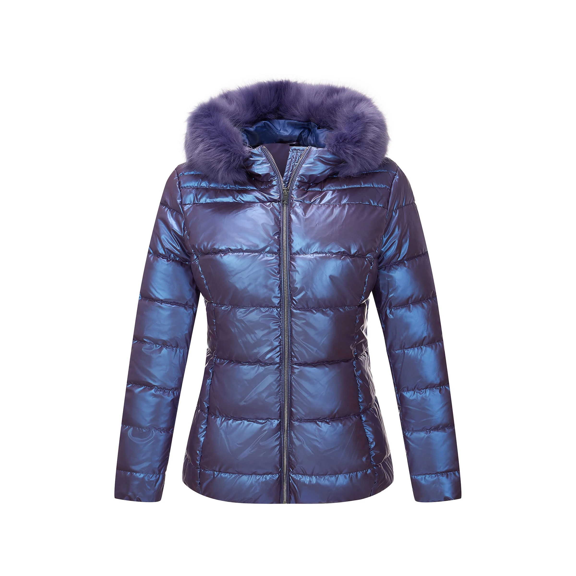 Womens Lightweight Puffer Jacket, Winter Coats for Women Warm Quilted Bubble Padded Hood Coat with Faux Fur Collar