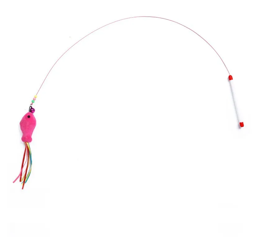Wholesale supplies new cat toy turkey feather wand pet fish toy hot selling
