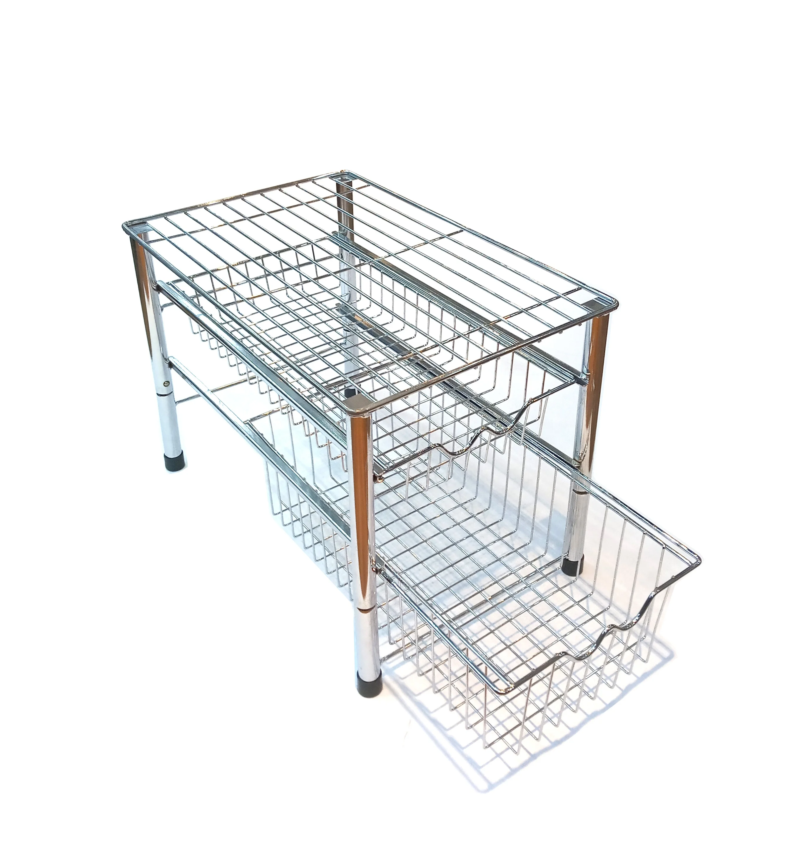 Cabinet Sliding Basket Organizer Drawer Chrome Pull Out Storage Wire Basket Bin