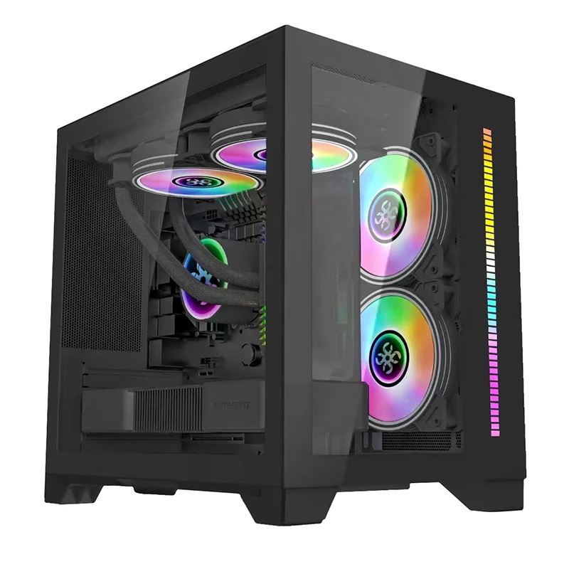 Super September New Style Desktop Gaming PC Case AXT/ITX/Micro-ATX with 5V ARGB Fans for Computer Gaming Cases