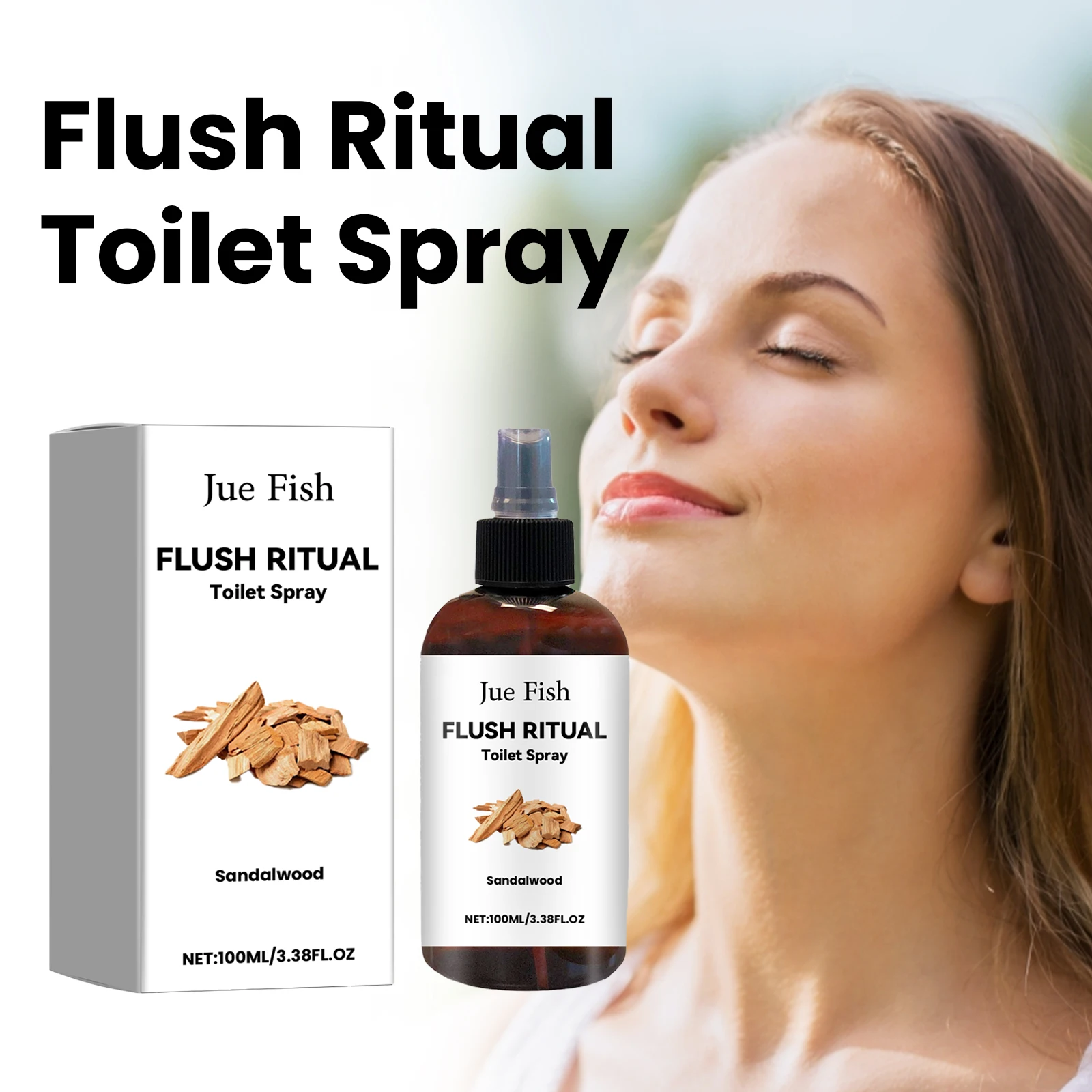 JUE FISH Sandal Wood&Lavender Scent Flush Ritual Toilet Spray Air Freshener Spray For Toilet
