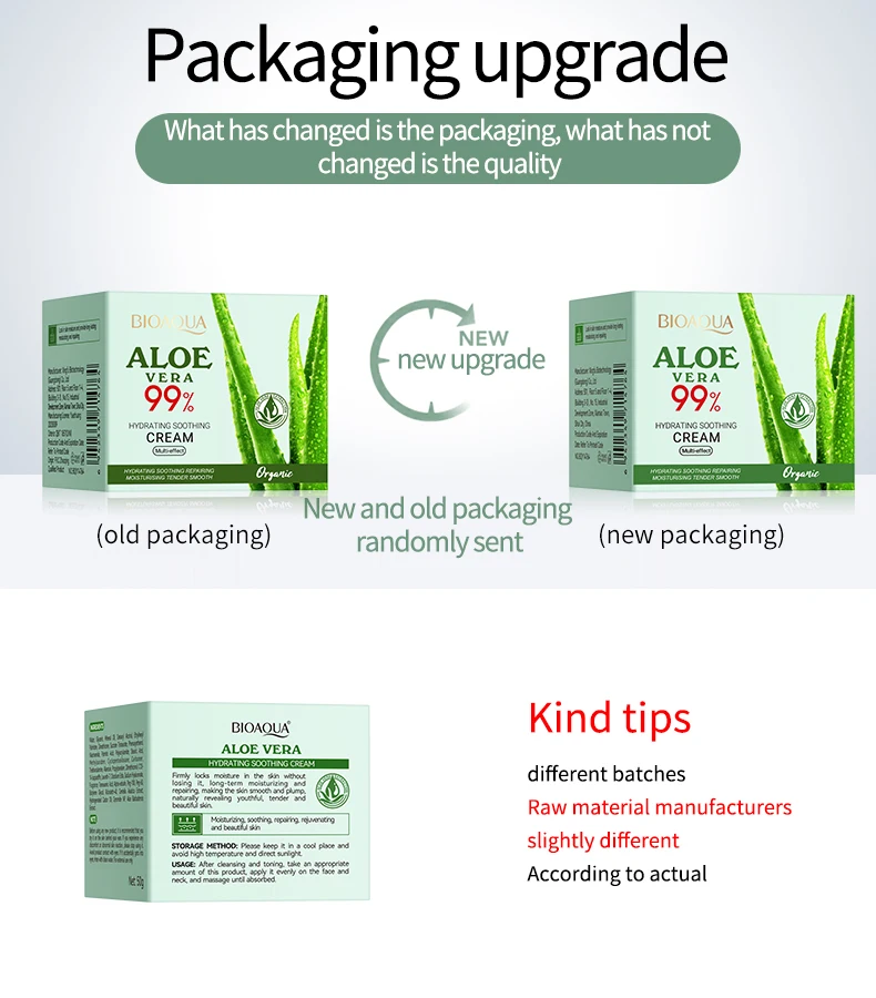 OEM Private Label BIOAQUA Aloe Vera Hydrating Soothing Facial Cream Moisturizing Whitening Face Skincare Beauty Products Firming