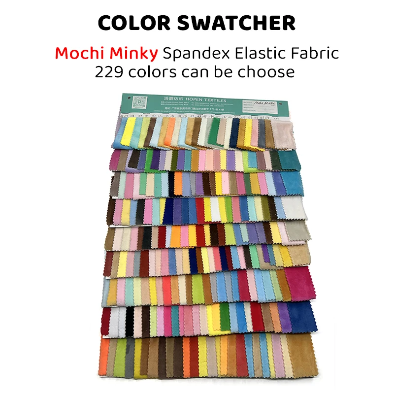 COLOR SWATCHER Mochi Minky Spandex Elastic Fabric 229 Colors Can Be Choose Wholesale fabrics by the yard