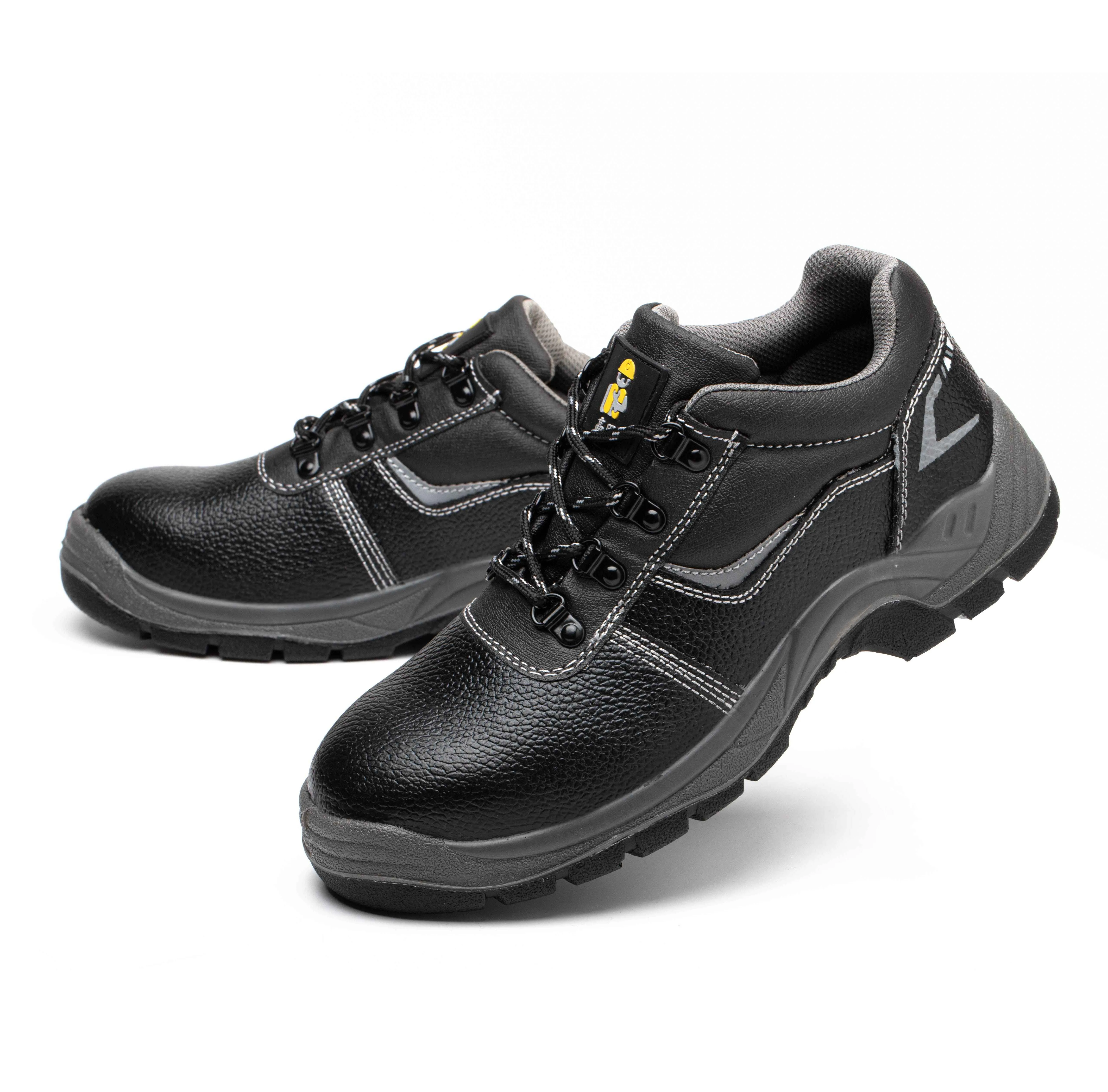 JIANKUN Customizable Reflective Strip Embossed Leather Upper Safety Work Shoes Genuine Leather Anti-Puncture Anti-Slip
