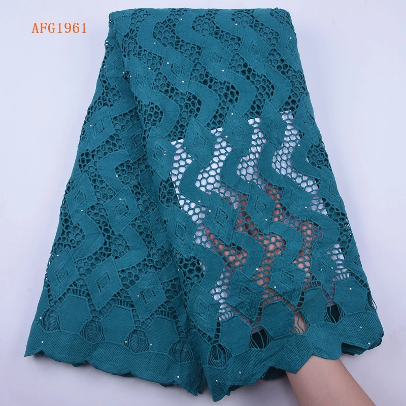 New Design Sky Blue Guipure Lace Fabric African Cord Lace Fabric High Quality Bridal Laces Embroidery Fabrics 1961