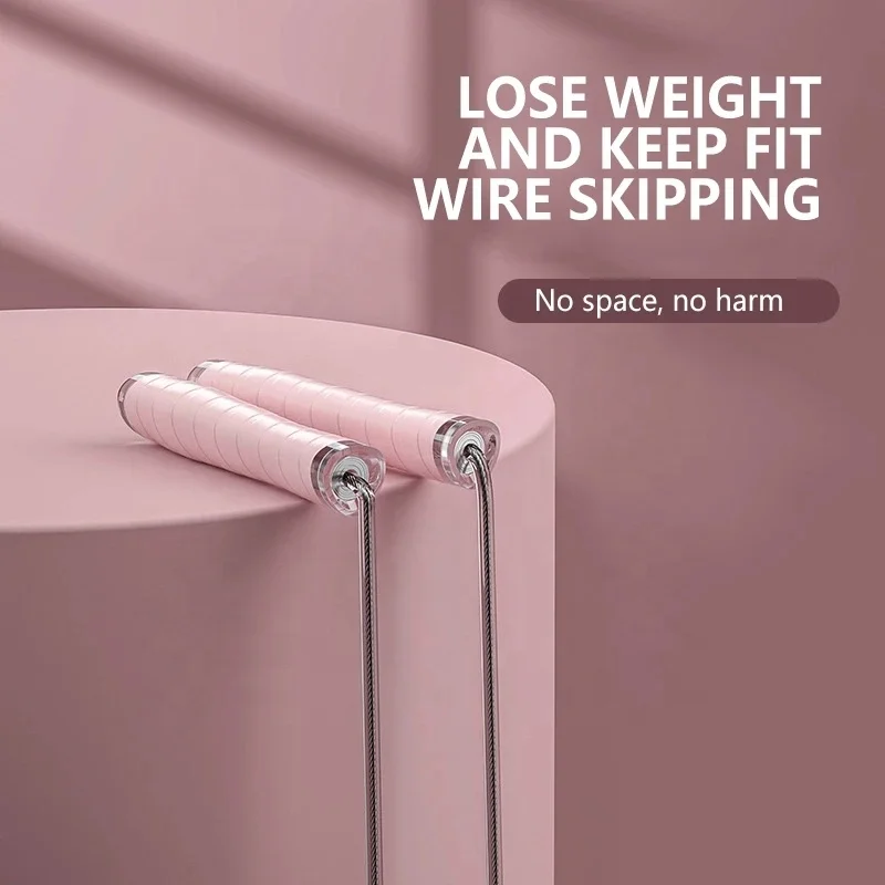 LangChi Jump Rope Speed Anti-slip Rubber Handle Skipping Rope Fitness Exercise Adjustable Wire Bearings Handle