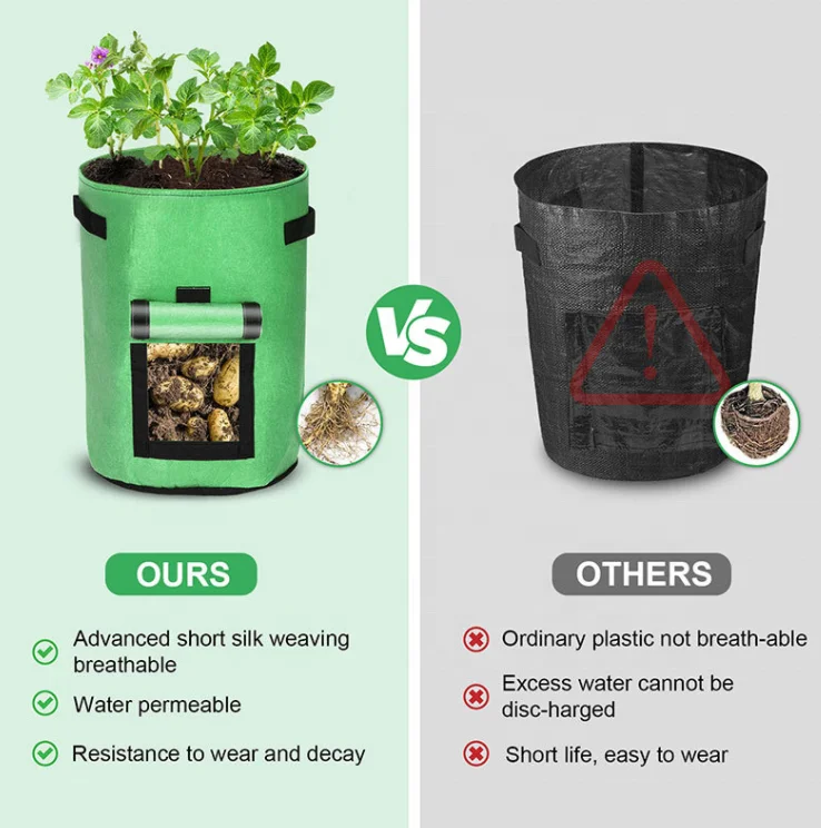 Садовый горшок для выращивания саженцев нетканый материал посадки картофеля 7 галлонов фетровый мешок с откидным