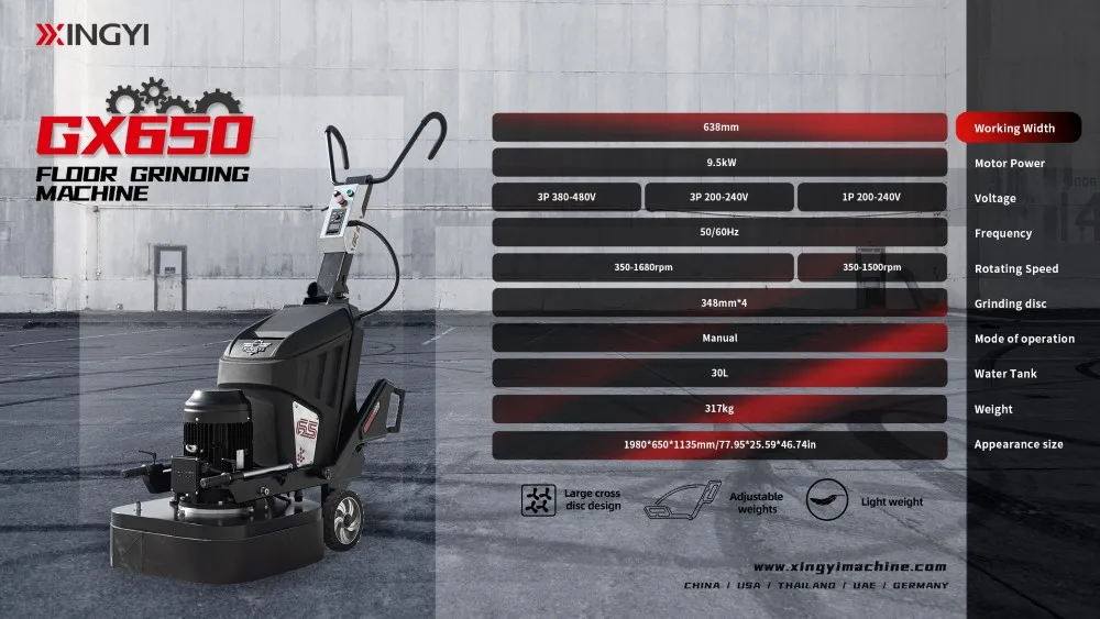 XINGYI 650mm 4 Heads 9.5KW 3P Epoxy Garage Floor Grinder Concrete Polishing Grinding Machine