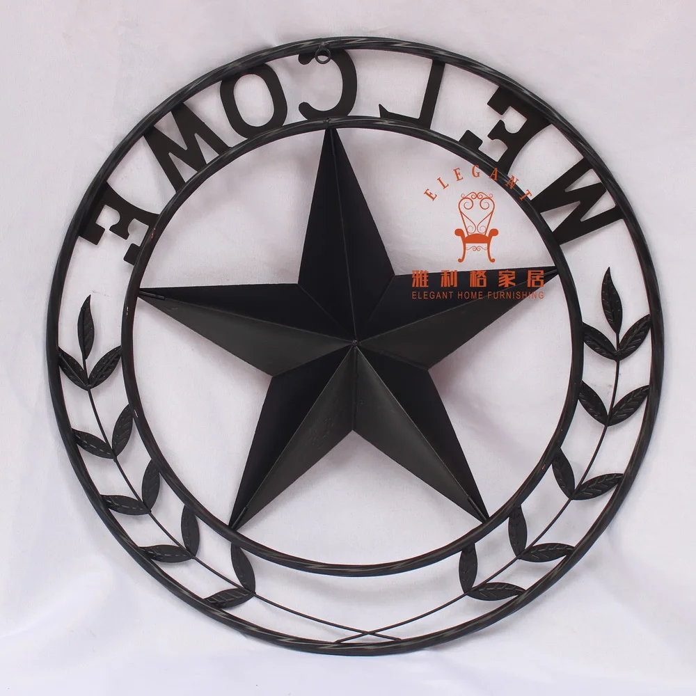 Metal Country Western Home Decor Welcome Texas Barn Star Wall Sign