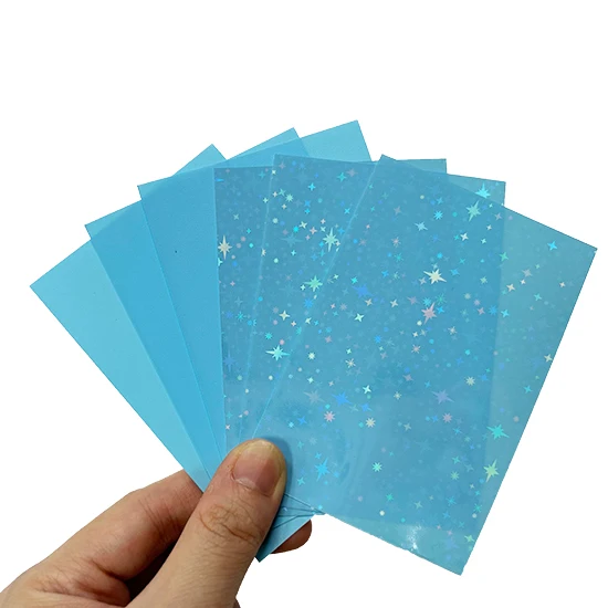 Manufacture Custom Trading Card Game Sleeves Kpop Clear Holographic Card Protector PVC Free Hologram Photocard Card Sleeves