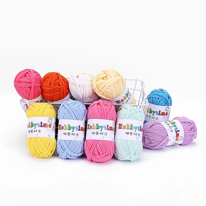
 2021Hot Sale Super Soft 100% Yarn Polyester Knitting Thick T-Shirt Fabric T Shirt Yarn Crochet  