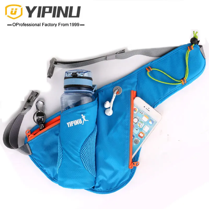 YIPINU Men running belt waist pack with water bottle holder waterproof waist bag wholesale
