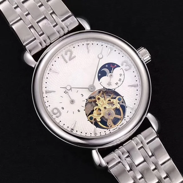 Роскошные автоматические мужские часы Moon Phase оригинальные наручные с пользовательским логотипом для мужчин механические водонепроницаемые