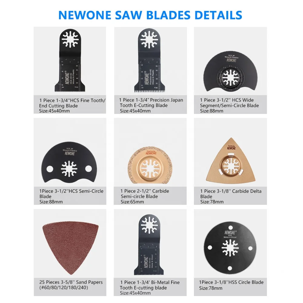 NEWONE Oscillating Saw Blades Multi Tool Accessories Renovator for Fein,Multi-Master,BOSCH Trimmer Power Tools