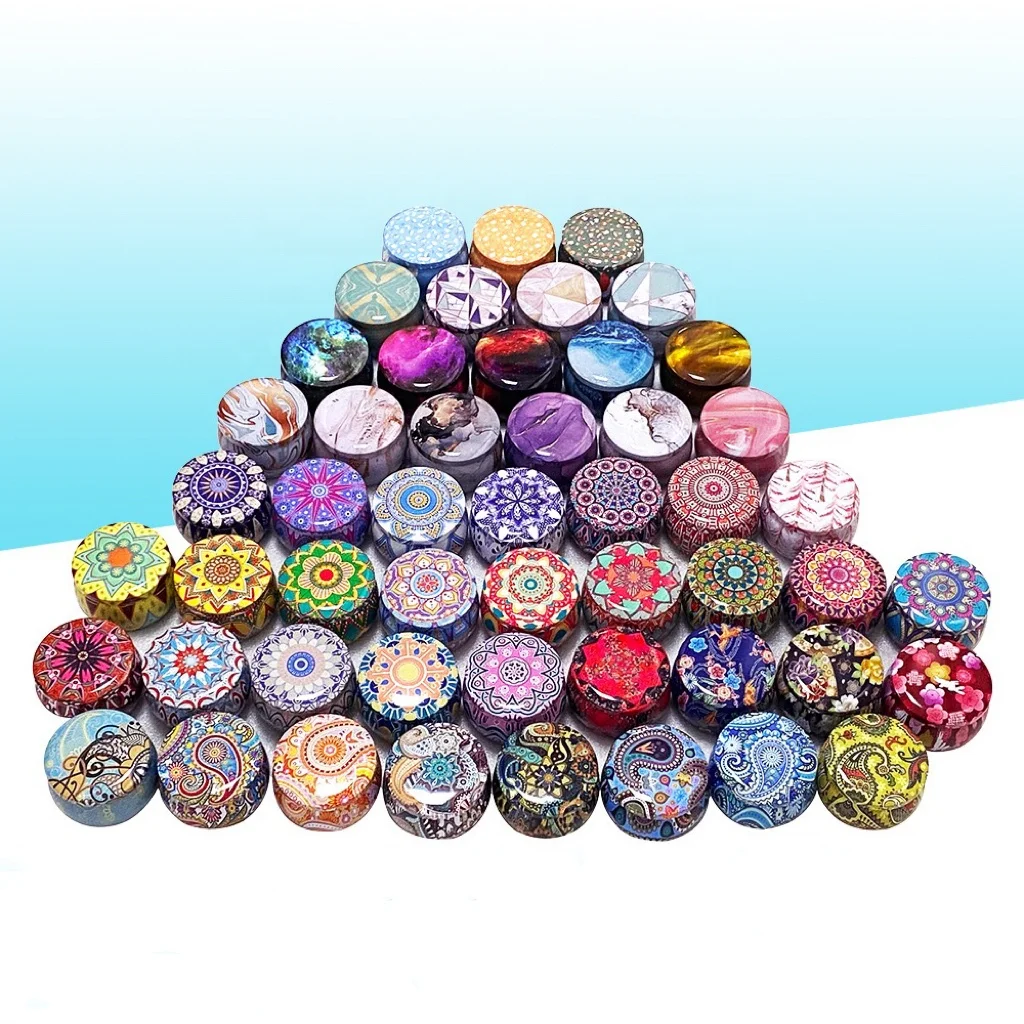 Various Pattern Empty Round Jars Candy Crafts Storage Containers Metal Box 4.4oz Candle Tin Can