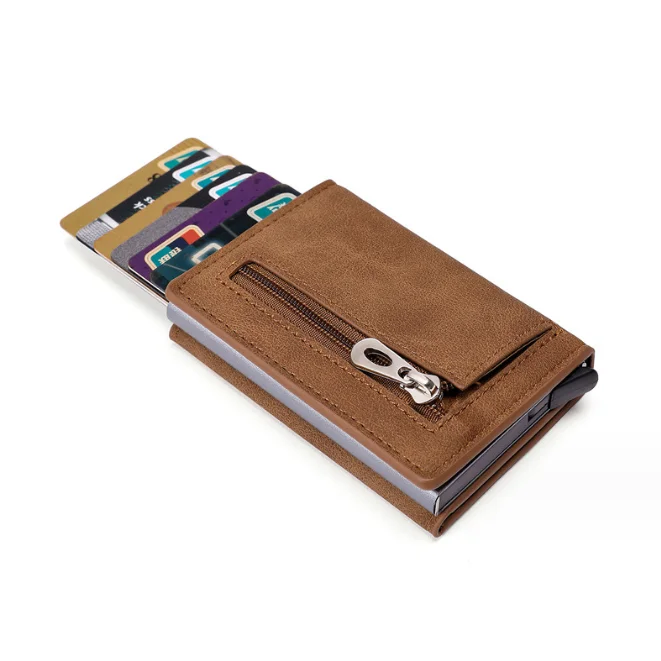 New Design Metal RFID Anti theft Porte cartes Smart Card Holder Rfid Pop Up Mens Switch Wallet Slim wallet for men