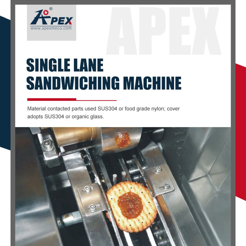 Hot Sale 100-500 Sndwiches/Min Single Lane Two Colour Biscuit Sandwiching Machine