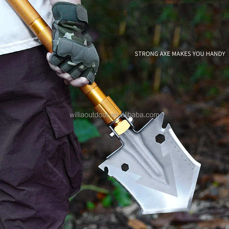 Stainless Steel Outdoors Equipment Industrial Multi-Function Folding Survival Tactical Shovel Knife Whistle Camping