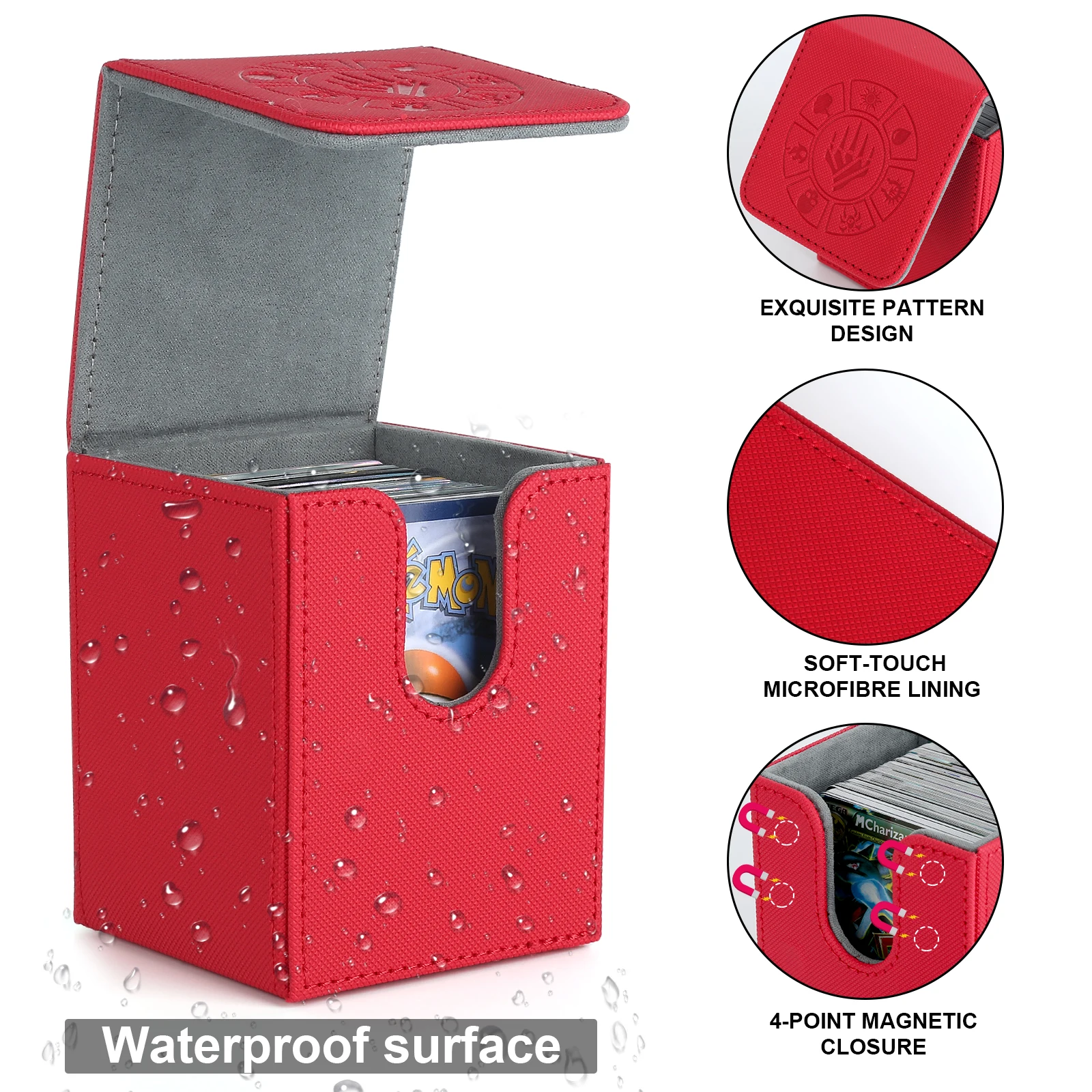 Factory PU Leather Double Side-Loading Card Deck Case Box Board Game Card Sleeve Holder Box