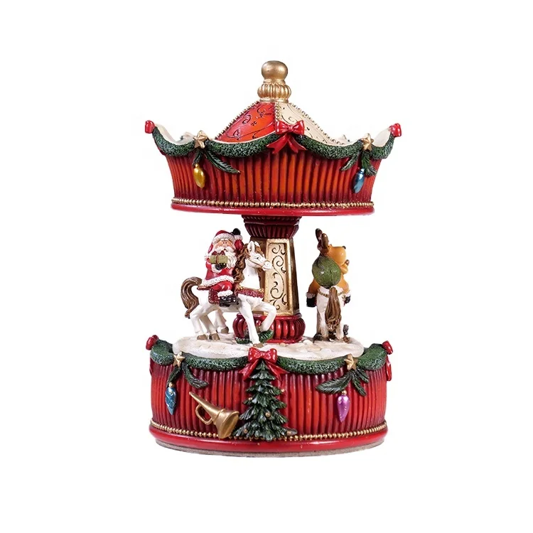 Каучуковая мини-карусель, Рождественская Детская игрушка, украшение для дома, карусель, музыкальная шкатулка