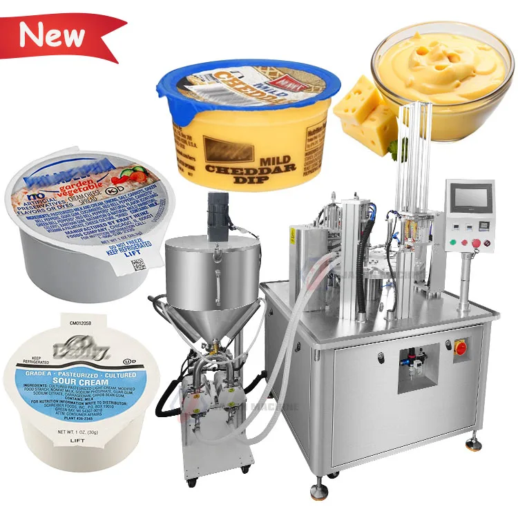 Sour cream cheese cup sealing filling machine plastic cup automatic cream cheese filling machine
