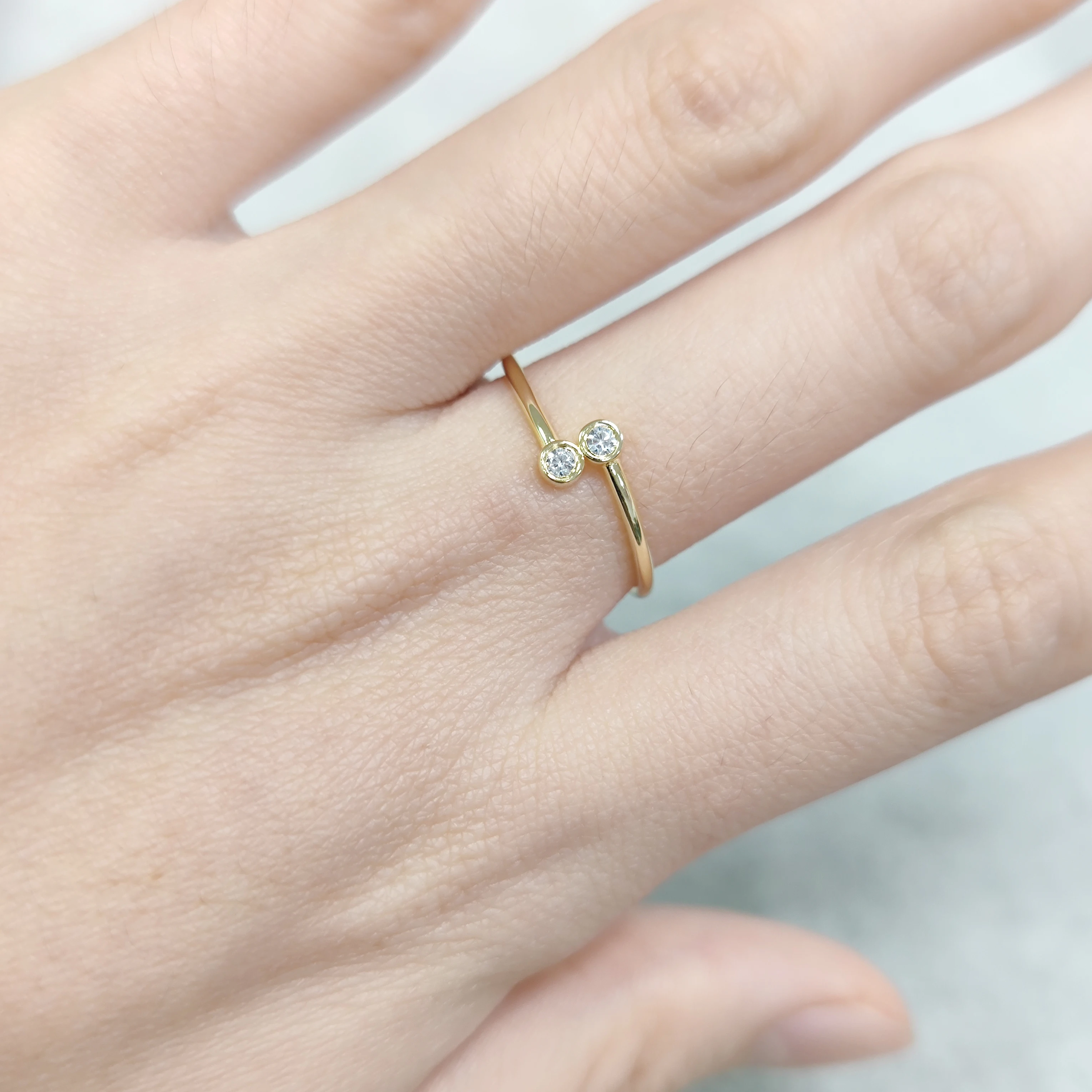 Abiding On-Time Delivery New Styles Diamond Ring Women Customize Non Tarnish Jewelry Two Stone Collection 14K Gold Rings