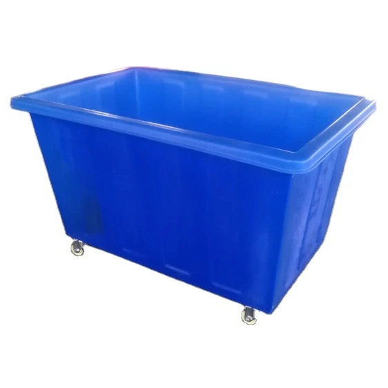 Large Durable rotatable square Plastic Mobile Used Hotel Luggage Cart Laundry Trolley Storage Trolley with Wheels