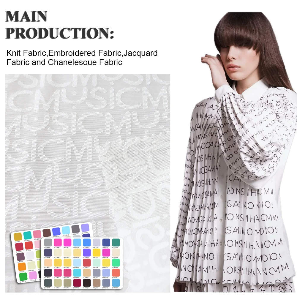 TR Burnt-Out Fabric Jacquard Plaid  Letters Pattern Summer Shirt Dress Fabric For Women And Children Garment