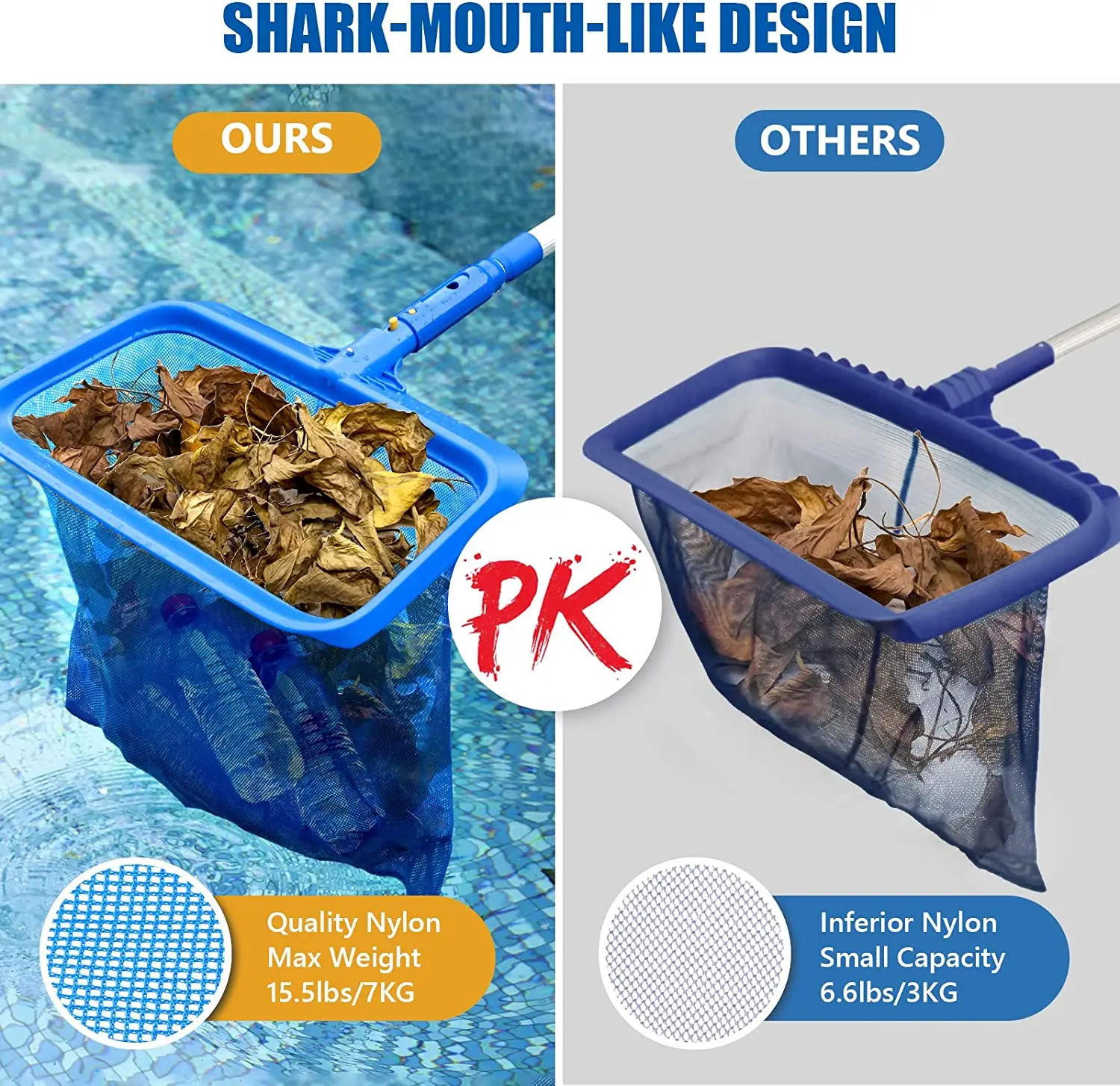 Pool Scoop Net for Cleaning Easy Leaf Scoop and Debris Removal Pool Leaf Net Strong Frame Pool Skimmer Net