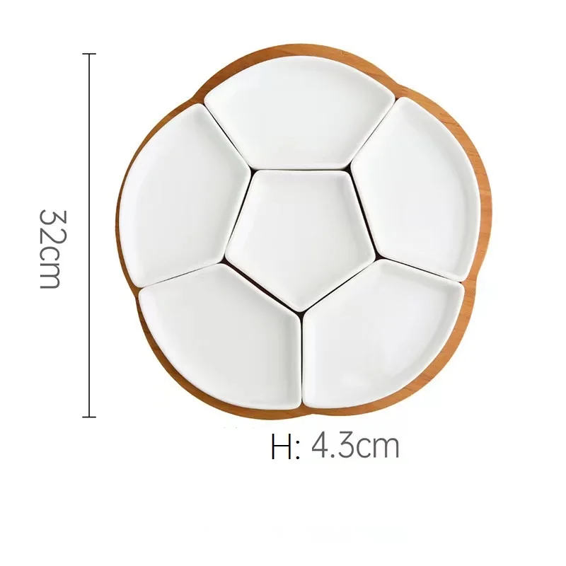 Custom Logo Solid Color Ceramic Fruit Plate Snack Household Split Melon Seeds Nut Platter Candy Plate