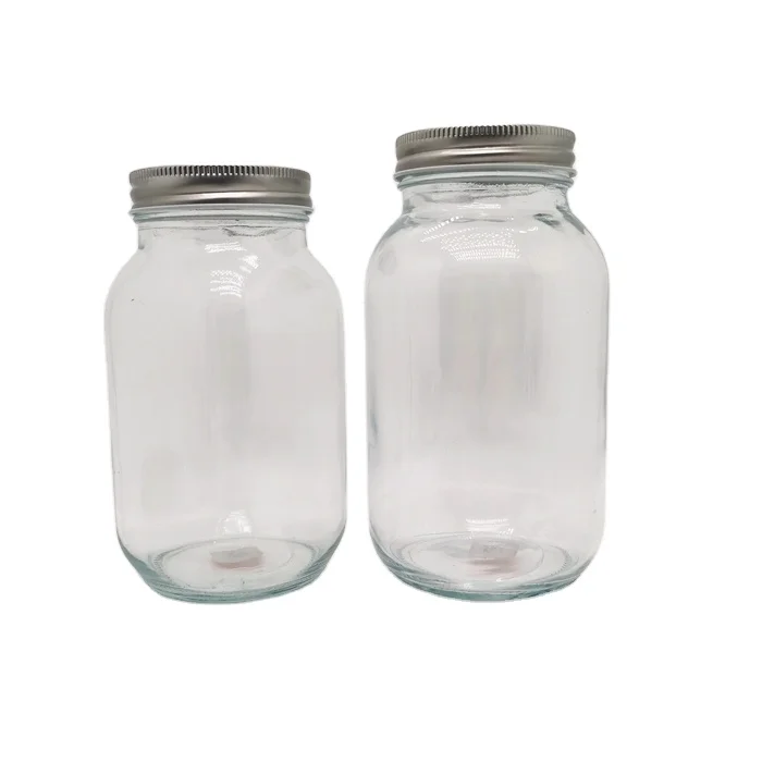 Decorative printed logo glass mason jar with straw lid custom