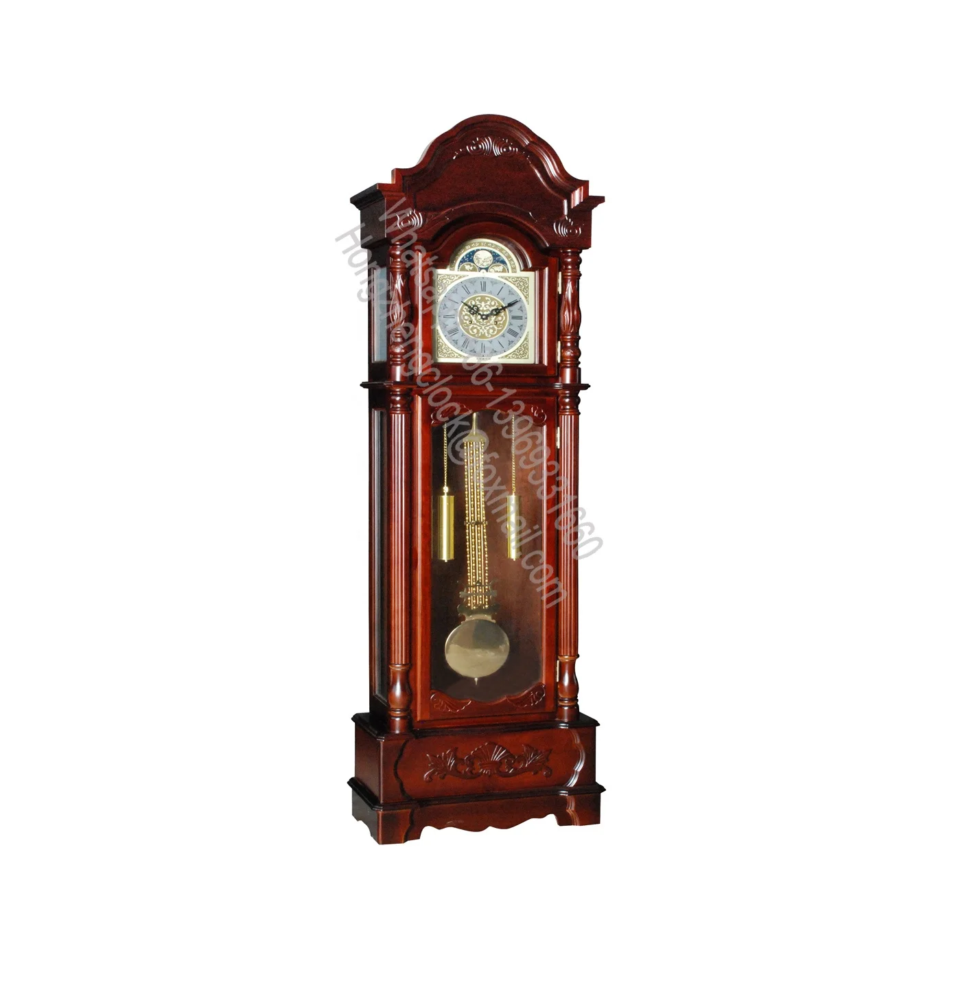 Antique look Westminster chimes  Floor Pendulum Grandfather Clock elegant timepiece traditional design Dark Chestnut finish
