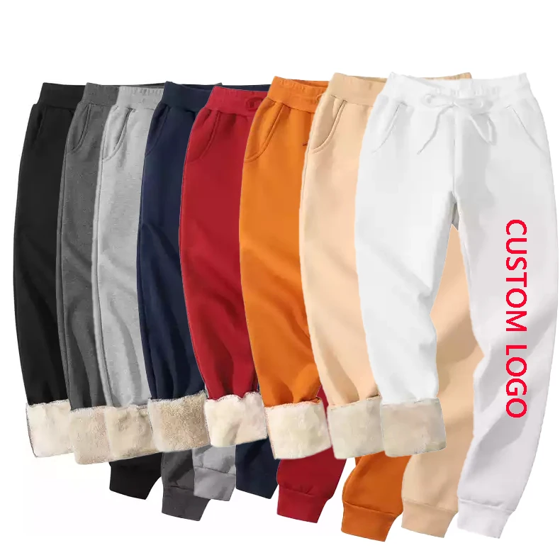 Wholesale Winter Mens Sweatpants Custom Blank Mens Track Pants Sherpa Lined Fleece Thick Men Jogger Pants