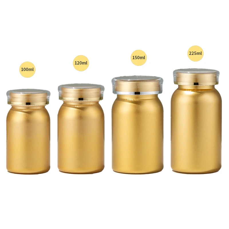 Wholesale Custom Electroplating Paint Empty Plastic Bottles with White Screw Cap Solid Powder Capsules Pill 100 120 150 225ml