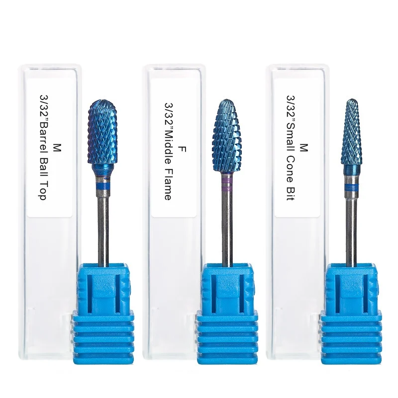 Blue Tungsten Carbide Nail Drill Bits Coating Carbide Nail Drill Bit Carbide Burr for Remove Acrylics Gel