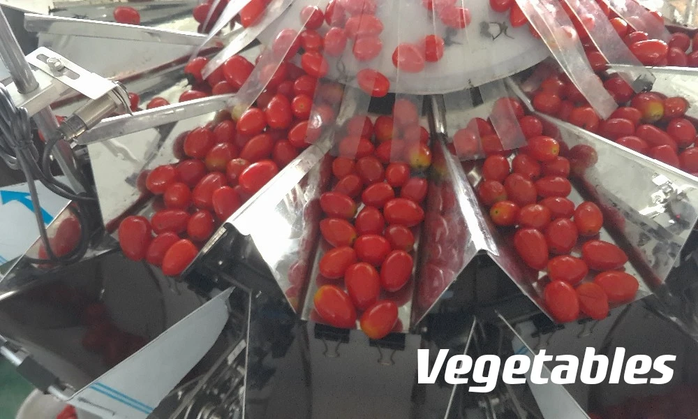 Full-automatic 10/14 heads weigher scale cherry tomatoes weighing multihead weigher for packaging machine