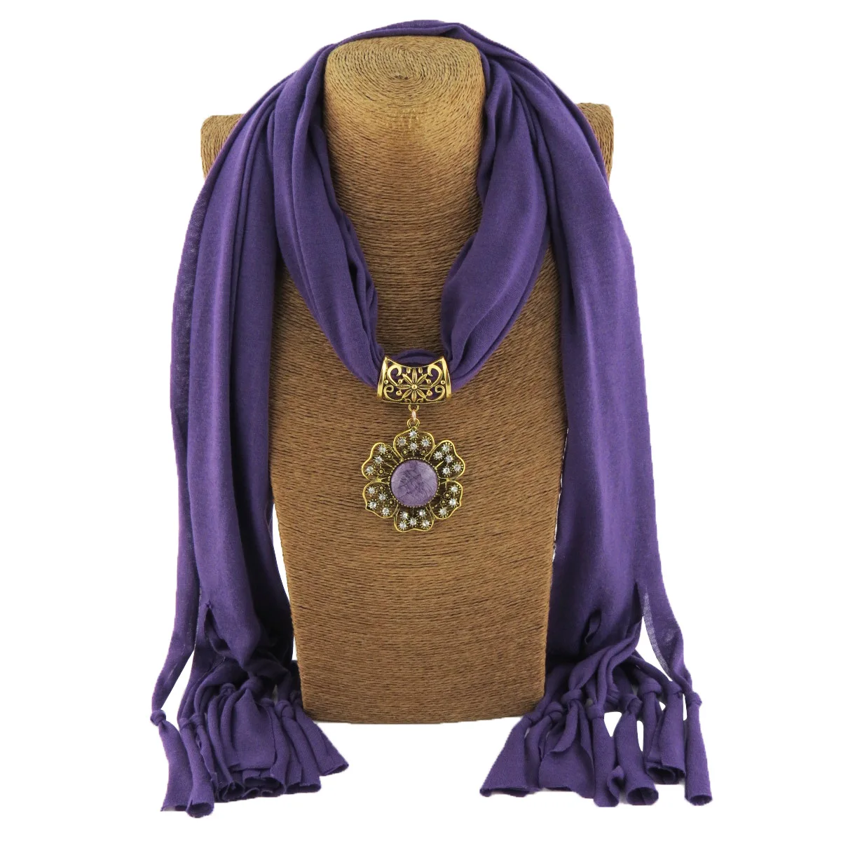 HZW-24120 Fashion national wind tassel art wholesale pendant jewelry women scarf with pendant