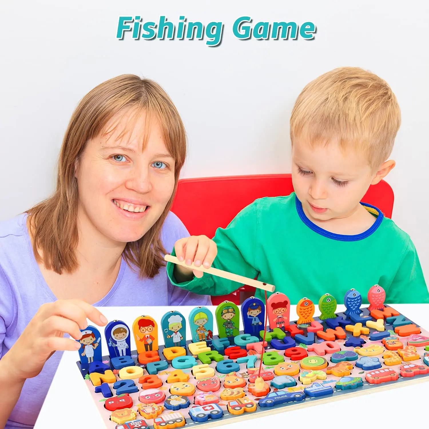 Wooden Number Puzzle Sorting Toys Toddlers Shape Sorter Counting Game Kids Preschool Education Math Stacking Block Jigsaw