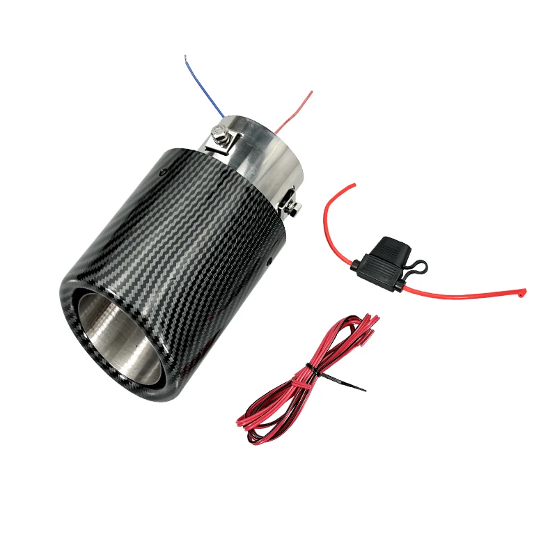 Automobile universal LED lamp carbon fiber pattern exhaust pipes car muffler tail pipe with  light