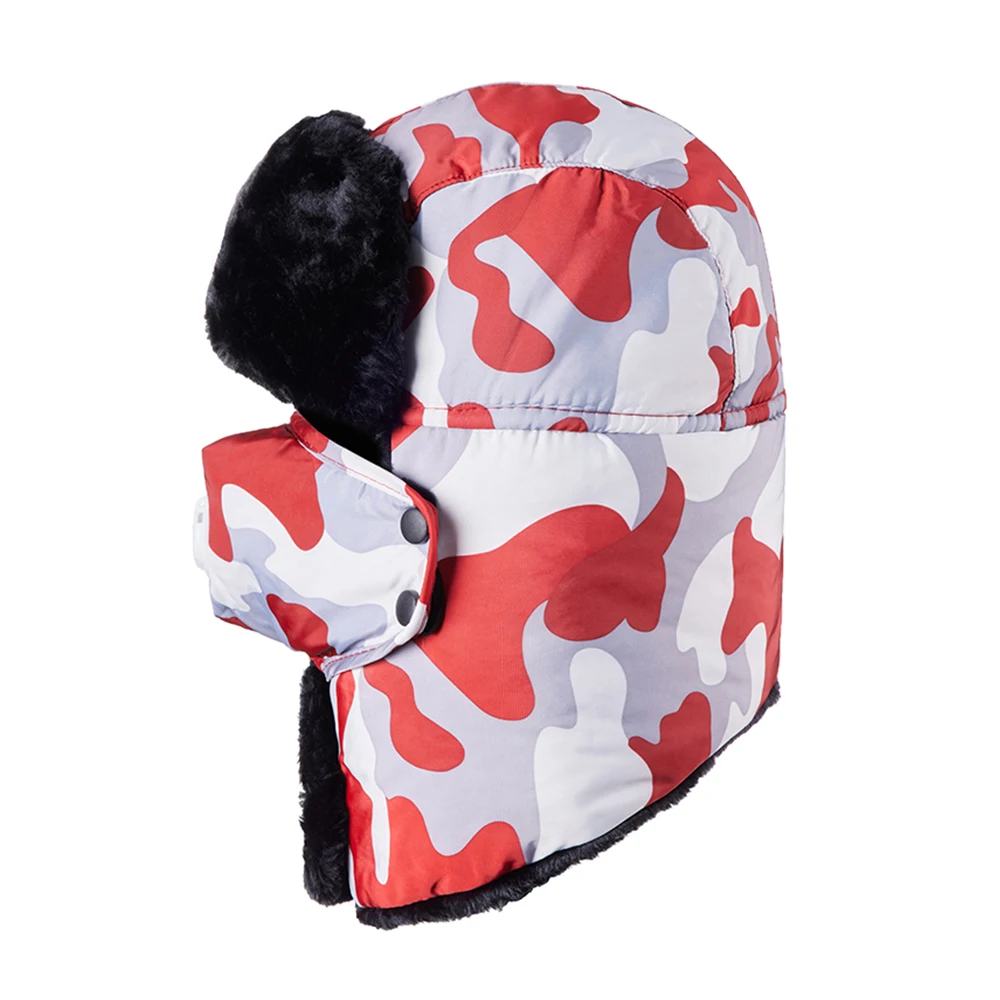 Custom Logo Camouflage Balaclava Wholesales Adult SKI Windproof Beanie Warm Plush Ear Flaps Mask Cover Winter Hats