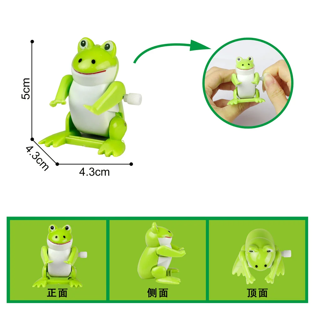 Wholesale Cheap Classic Gifts Funny Small Plastic Windup Clockwork Mechanical Walk Skip Bucket Animal Wind Up Toys For Kids