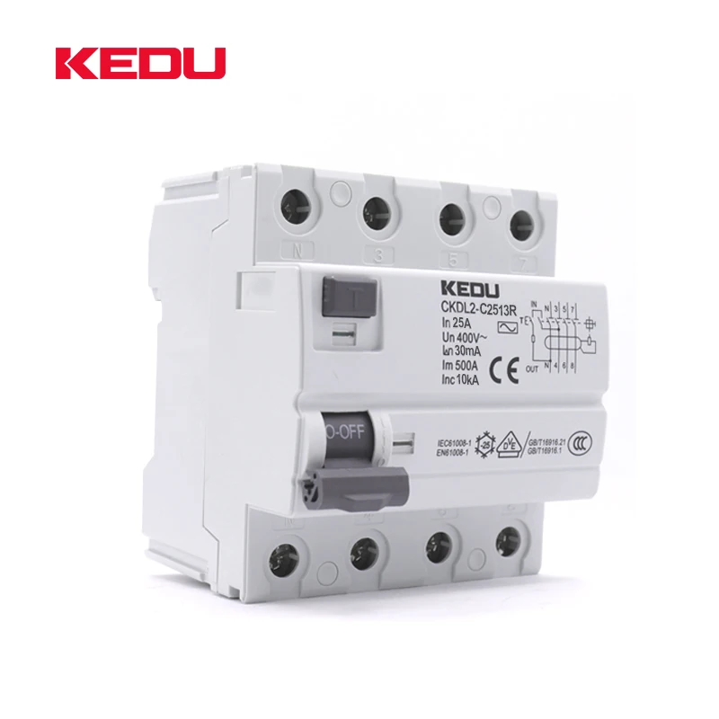 KEDU CKDL2-C2513 4P Residual 25A 30mA RCCB Circuit Breakers With VDE CB CCC CE