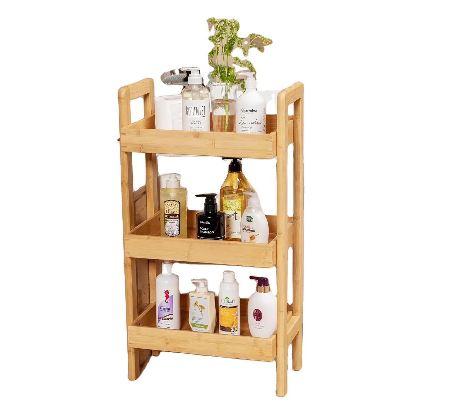 Bamboo  3-Tier Wooden Storage Shelf, Free Standing Small Bookshelves and Bookcases with Storage for Living Room and Office