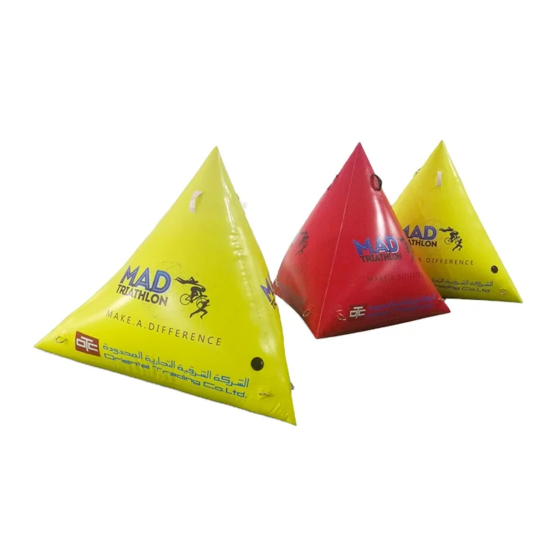 1.5M Water Park Triangle Shape Air Pyramid Buoy / Inflatable Floating Water Marker Buoy For Swimming Event