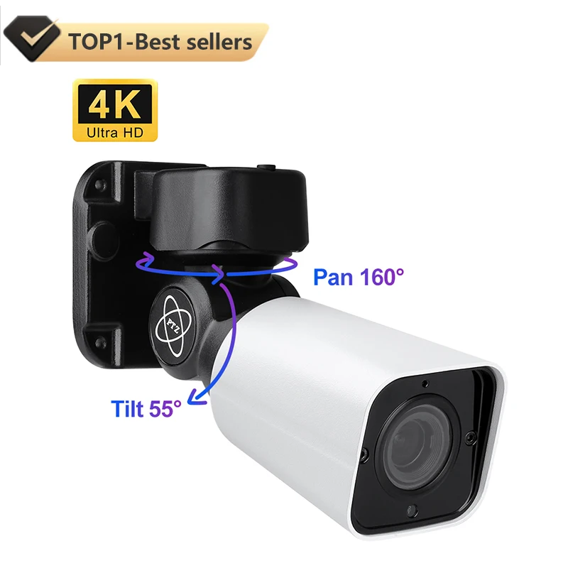 Techage 8MP 4X Zoom Security Cctv System Network Hd Camera Auto Human Track 4K Video Surveillance Camera