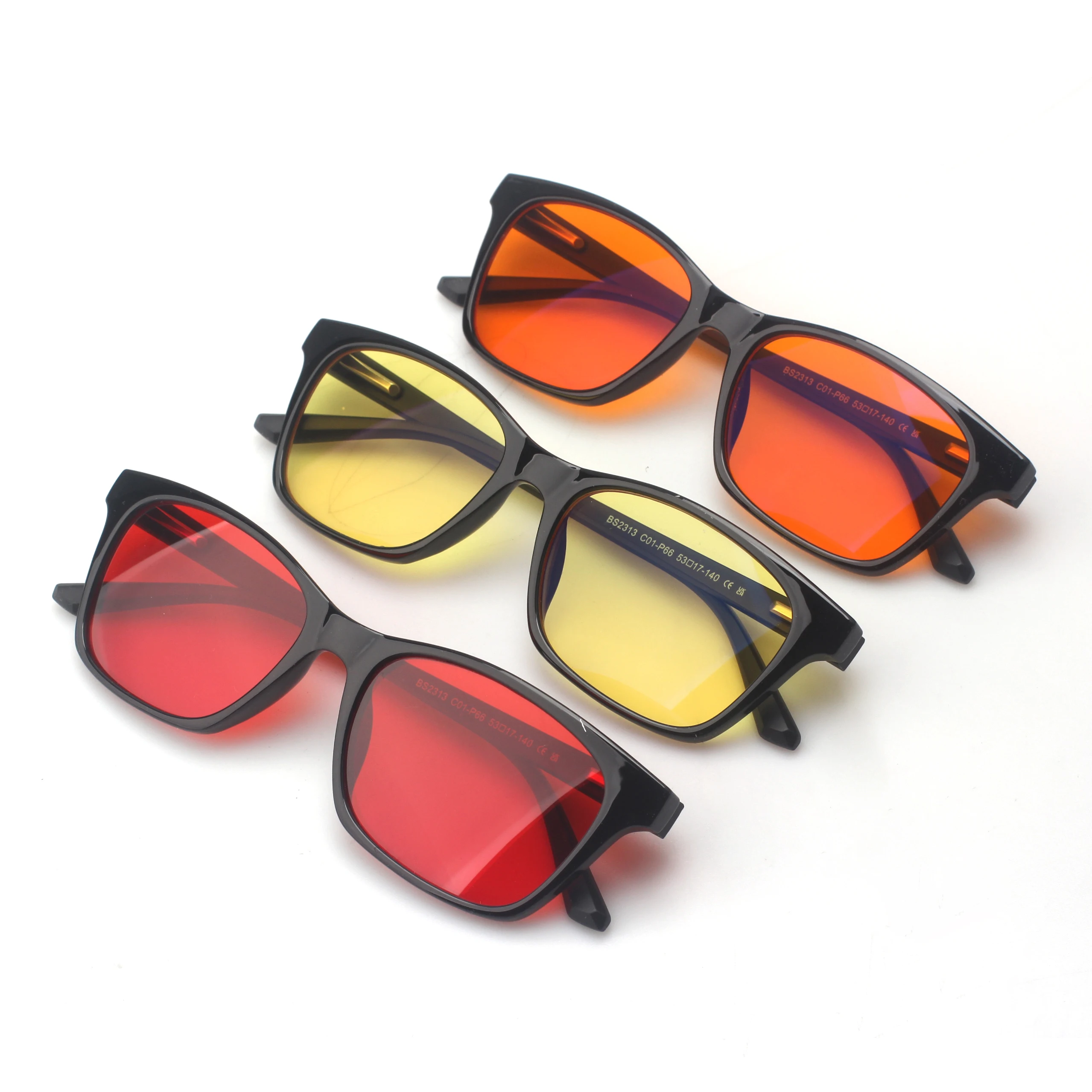 Newest Fashion Classis Square Black Frame Orange Lenses Optical Frames TR90 Material PC Lens Unisex Anti-Blue Light Glasses