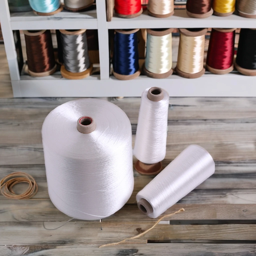 Оптовая продажа белый краситель 100% полиэфирное волокно полиэфирная нить с вязаной футболкой