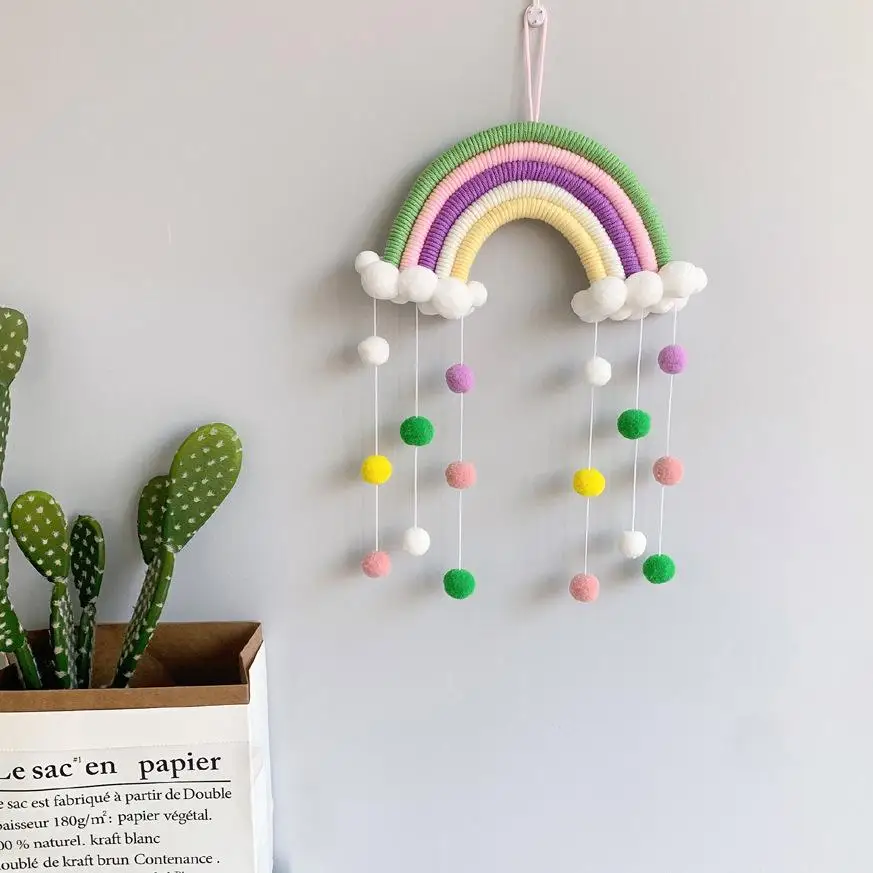 Ins Colorful Design Crochet Wall Decoration Nordic Wire Wall Hanging