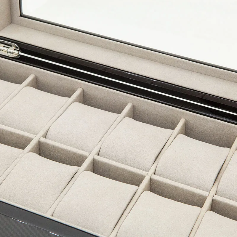 12 Slot  Carbon Fiber Wooden Watch Box Luxury Watch Storage Box for Sale