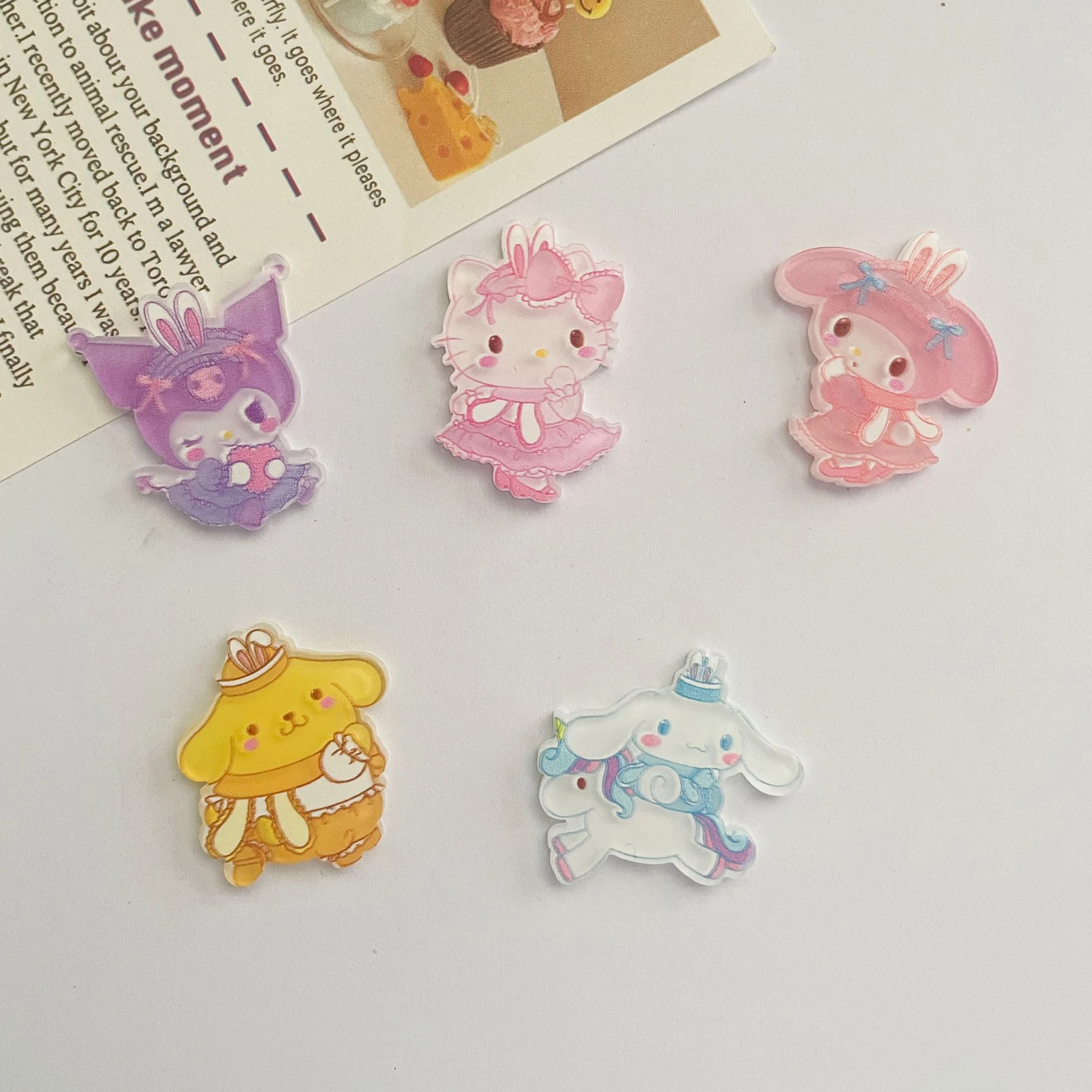 Acrylic Patch Cartoon Anime Accessories Lovely Kitty Cinnamoroll My Melody DIY Hair Clip Accessories Headwear Brooch Material
